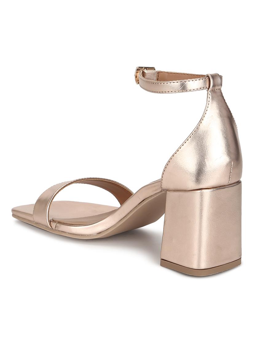 gold pu ankle strap sandals - 17734135 - Zoom Image - 3