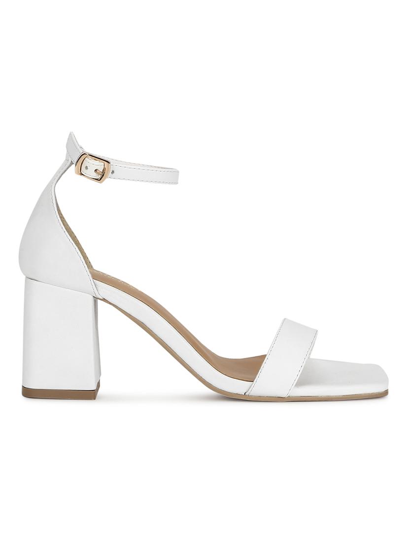 white pu ankle strap sandals - 17734136 - Zoom Image - 2