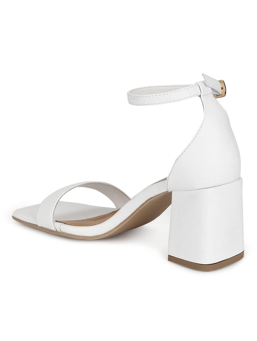 white pu ankle strap sandals - 17734136 - Zoom Image - 3