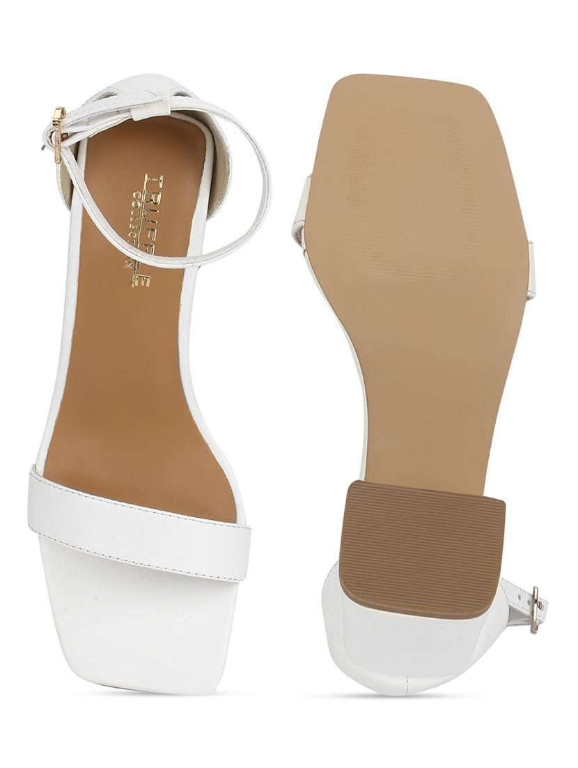 white pu ankle strap sandals - 17734136 - Zoom Image - 4