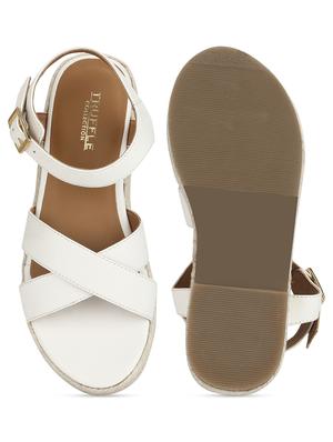 white pu ankle strap sandals - 17734139 - Standard Image - 4