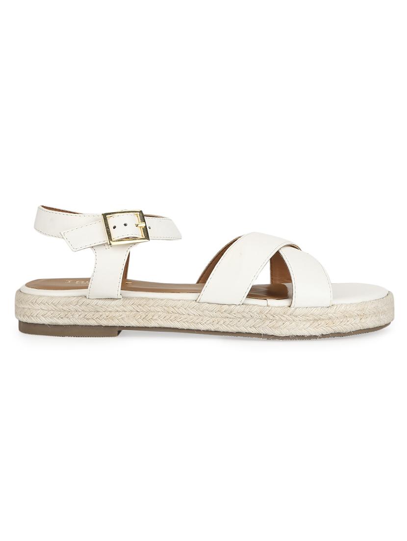 white pu ankle strap sandals - 17734139 - Zoom Image - 2