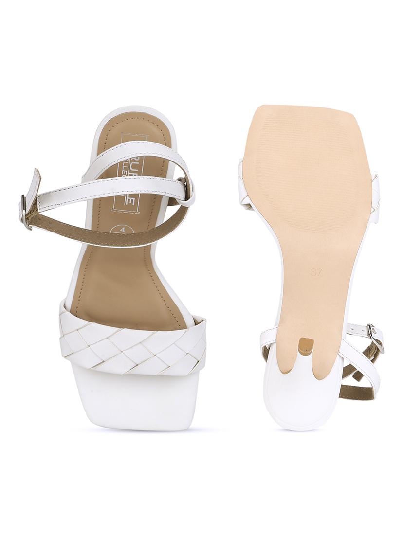 white pu ankle strap sandals - 17734168 - Zoom Image - 4