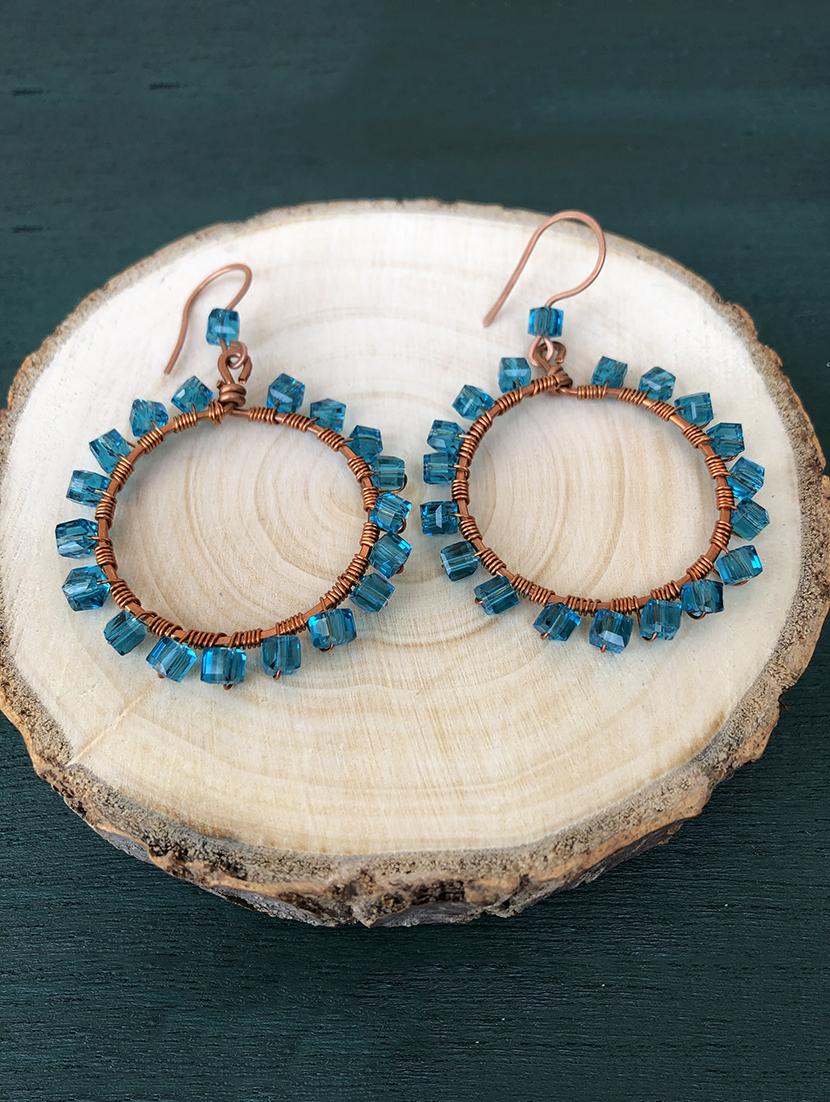 blue copper hoop earring - 17734179 - Zoom Image - 2