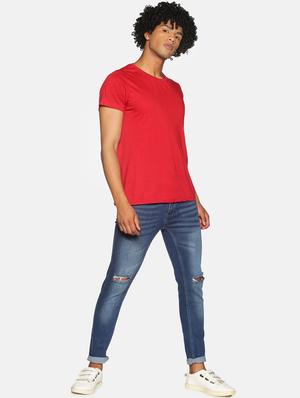 blue light washed slashed knee denim jeans - 17734193 - Standard Image - 4