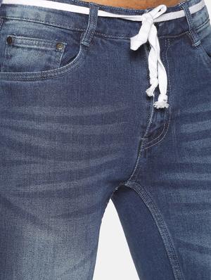 blue light washed slashed knee denim jeans - 17734193 - Standard Image - 5