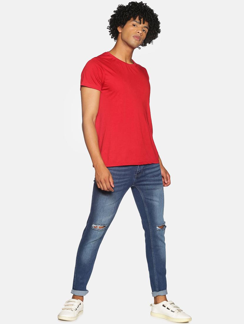 blue light washed slashed knee denim jeans - 17734193 - Zoom Image - 4