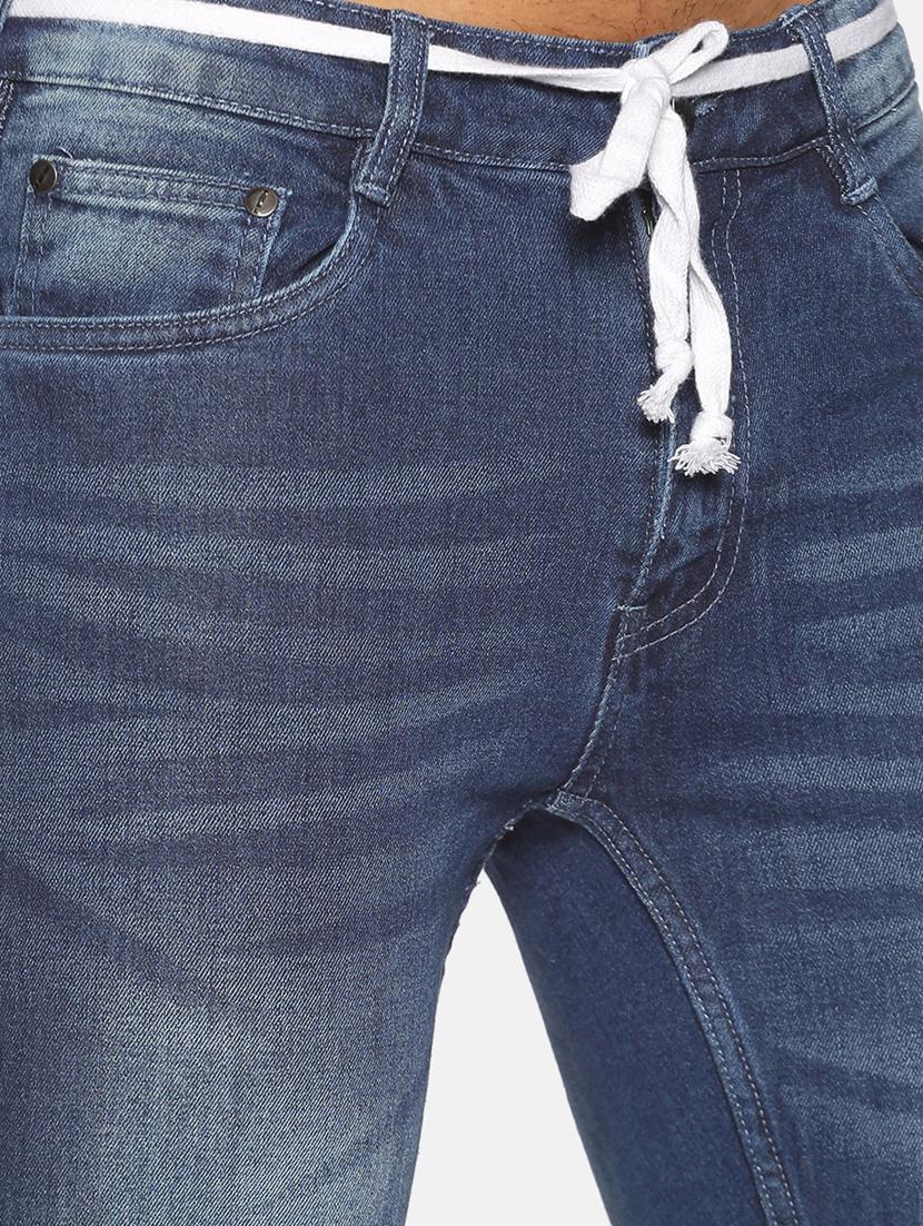 blue light washed slashed knee denim jeans - 17734193 - Zoom Image - 5