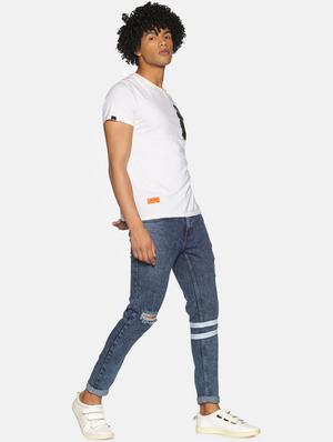 blue stone washed distressed denim jeans - 17734194 - Standard Image - 4