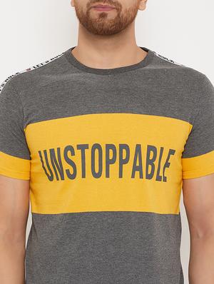 grey chest print t-shirt - 17734352 - Standard Image - 5