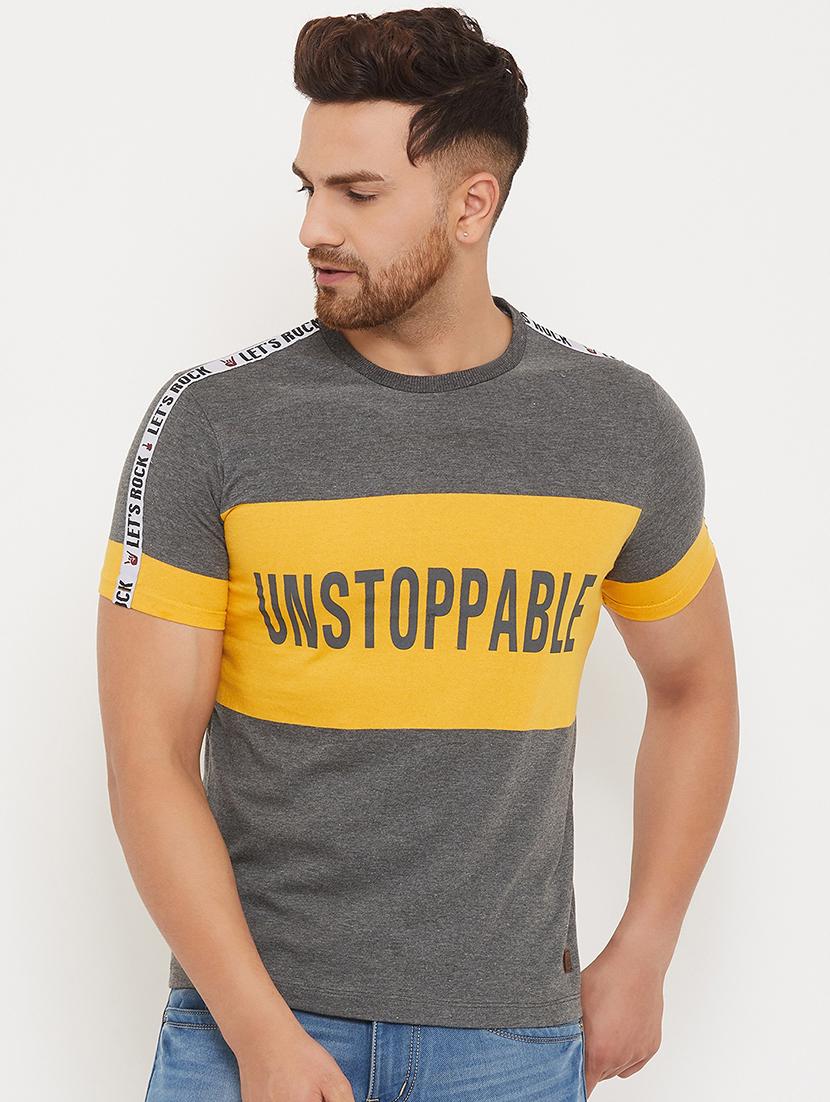 grey chest print t-shirt - 17734352 - Zoom Image - 1