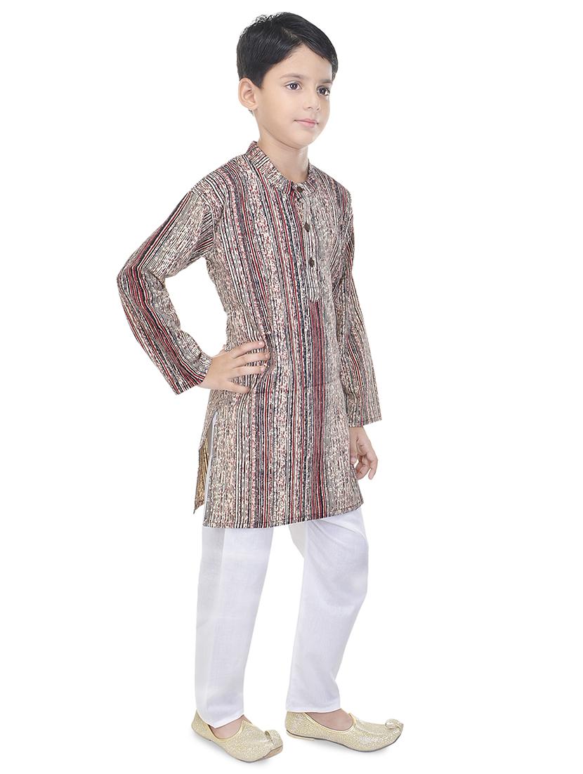 mandarin neck printed kurta with pajama set - 17734384 - Zoom Image - 2