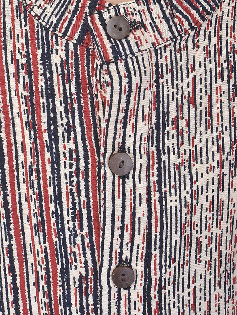 mandarin neck printed kurta with pajama set - 17734384 - Zoom Image - 4