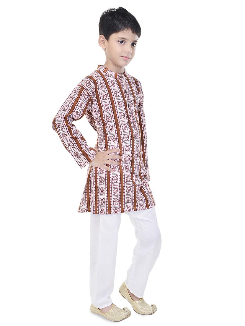 mandarin neck printed kurta with pajama set - 17734393 - Zoom Image - 2