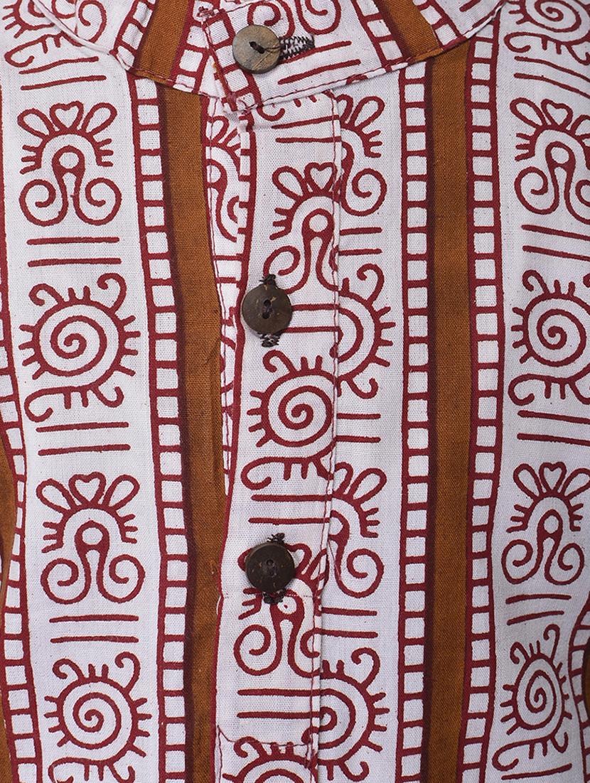 mandarin neck printed kurta with pajama set - 17734393 - Zoom Image - 4