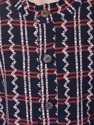 mandarin neck printed kurta with pajama set - 17734394 - Standard Image - 4