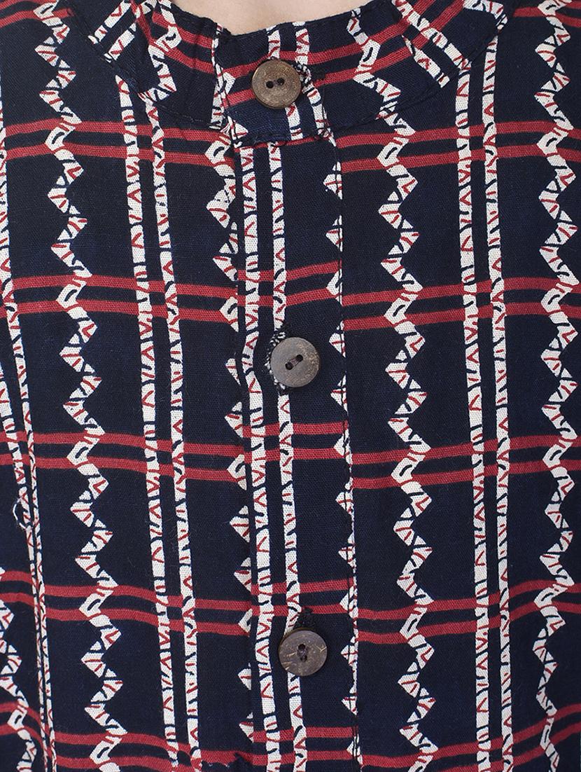 mandarin neck printed kurta with pajama set - 17734394 - Zoom Image - 4