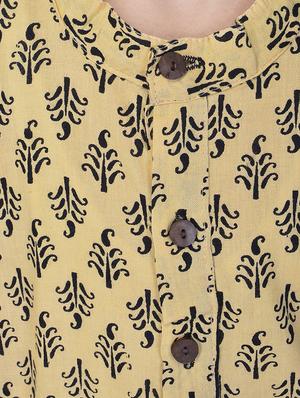 mandarin neck printed kurta with pajama set - 17734398 - Standard Image - 4