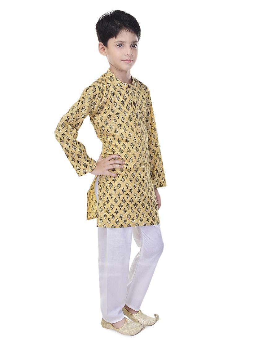 mandarin neck printed kurta with pajama set - 17734398 - Zoom Image - 2