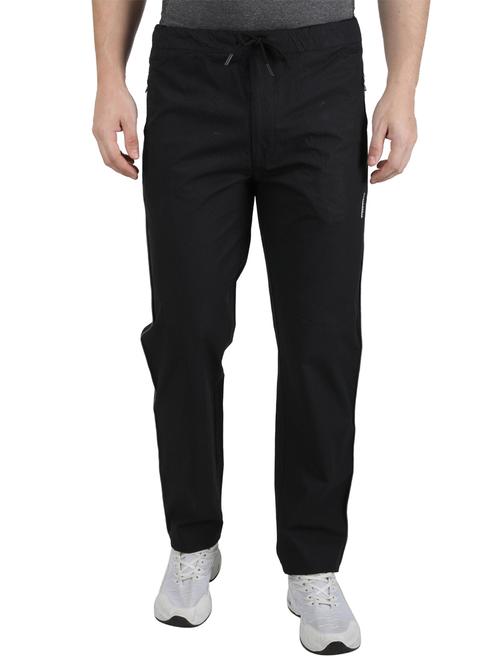 black solid full length track pants - 17734726 - Standard Image - 1