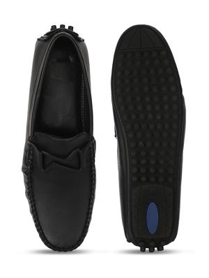 black pu slip on loafers - 17734813 - Standard Image - 4
