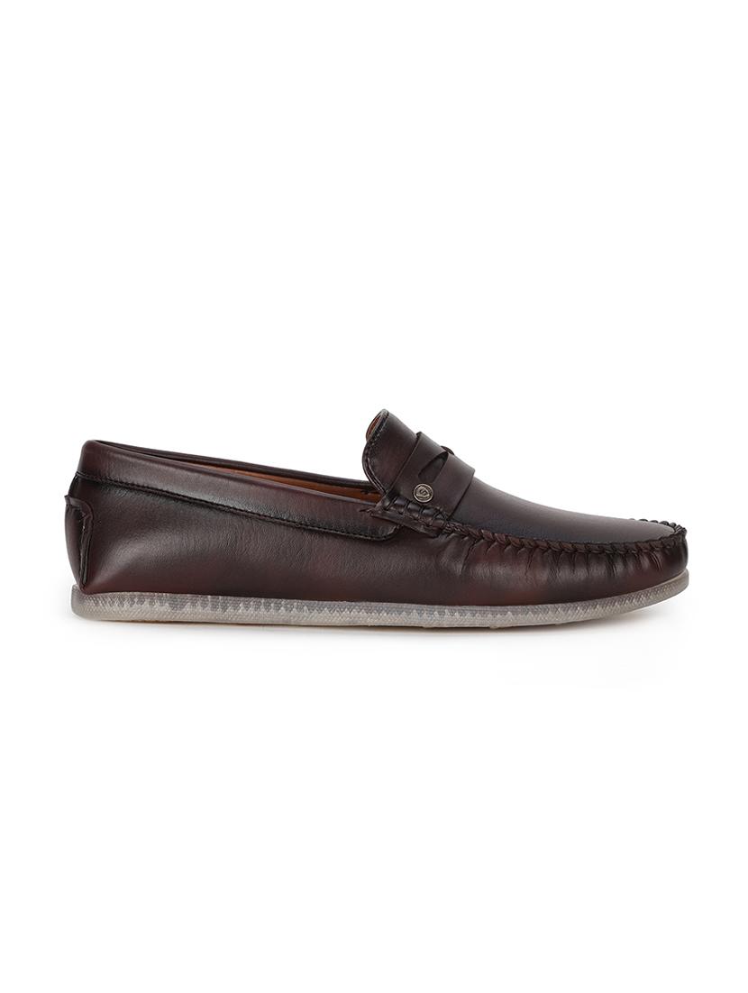 brown pu slip on loafers - 17734821 - Zoom Image - 2