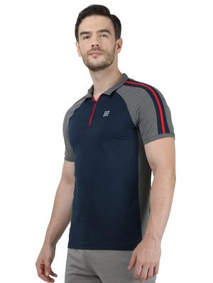 navy blue color block sports t-shirt - 17735233 - Standard Image - 2