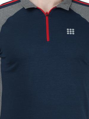 navy blue color block sports t-shirt - 17735233 - Standard Image - 4