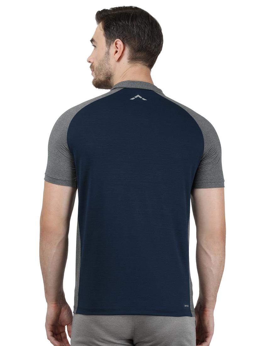 navy blue color block sports t-shirt - 17735233 - Zoom Image - 3