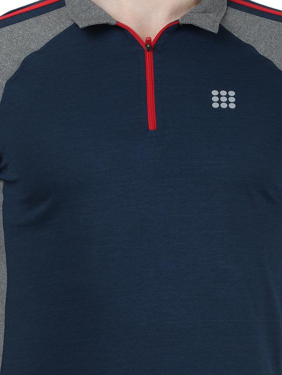navy blue color block sports t-shirt - 17735233 - Zoom Image - 4