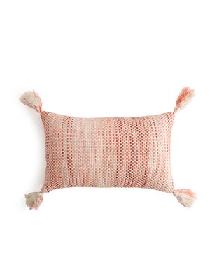 ivory and rust pillow style cushion cover with tassels - 17735340 - Standard Image - 2