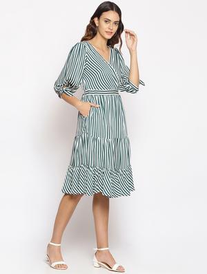 green polyester aline dress - 17735927 - Standard Image - 2