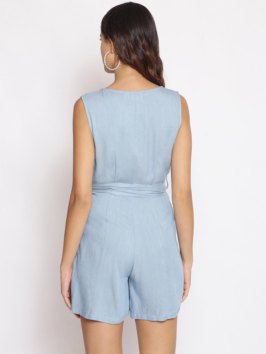 blue polyester dungaree jumpsuit - 17735929 - Zoom Image - 3