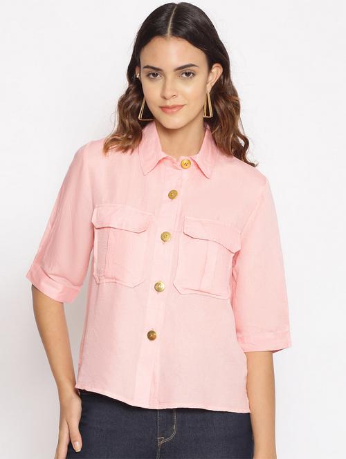 pink solid regular shirt - 17735940 - Standard Image - 1