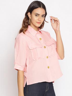 pink solid regular shirt - 17735940 - Standard Image - 2
