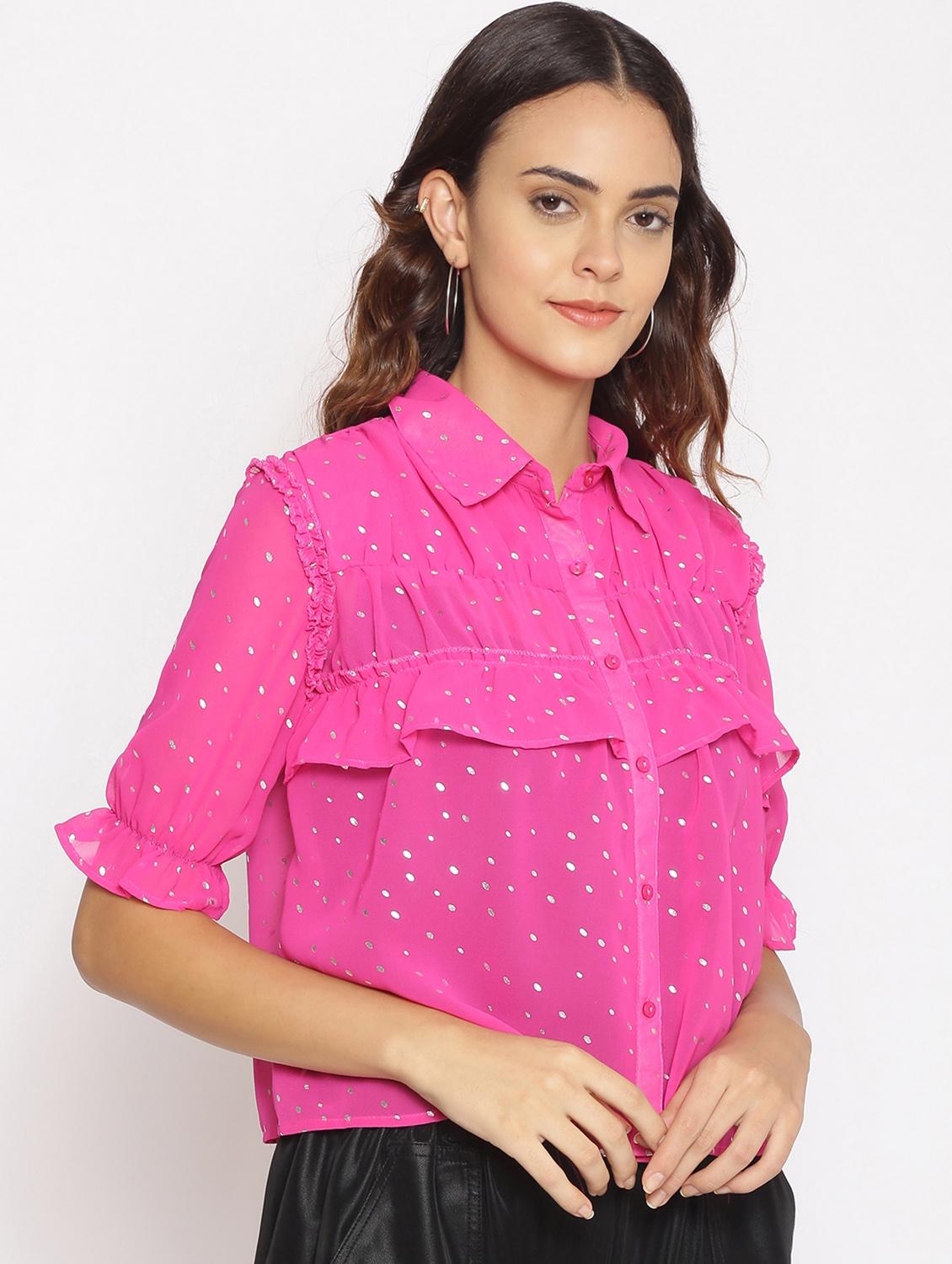 pink foil print regular shirt - 17735943 - Zoom Image - 2