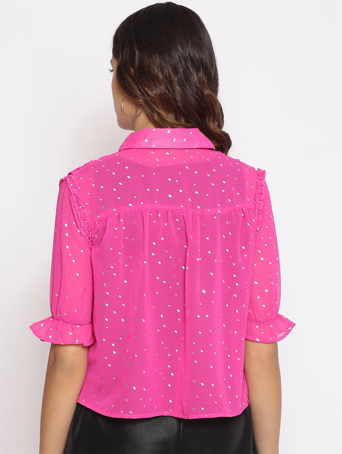 pink foil print regular shirt - 17735943 - Zoom Image - 3