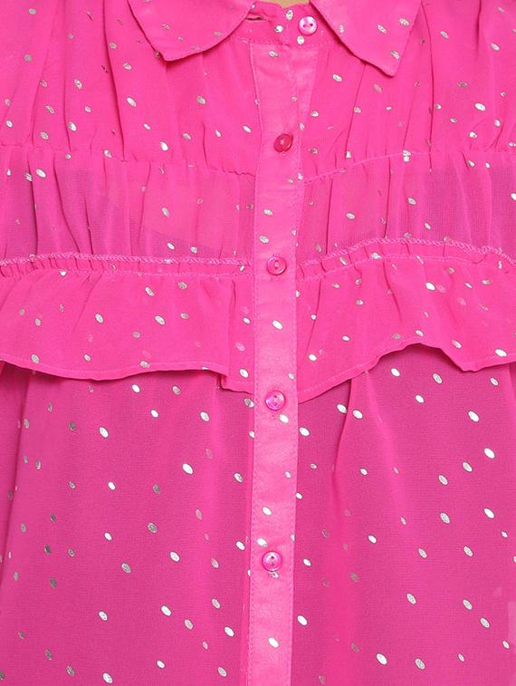 pink foil print regular shirt - 17735943 - Zoom Image - 5