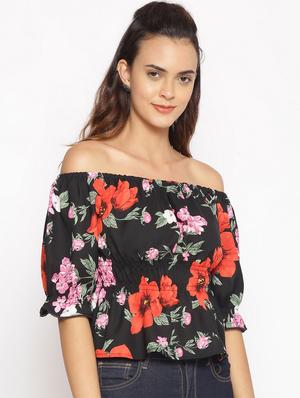 off shoulder floral top - 17735948 - Standard Image - 2