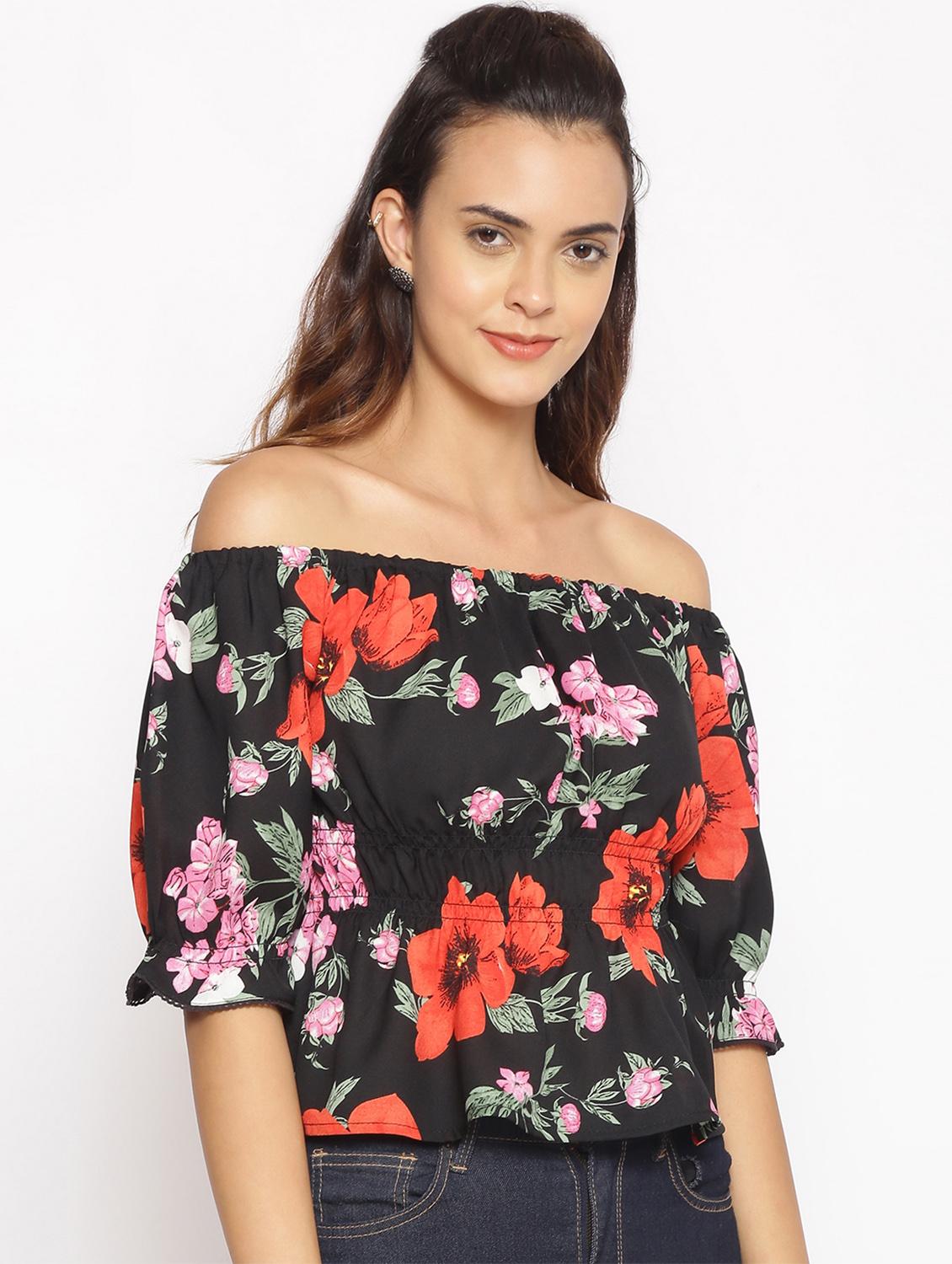 off shoulder floral top - 17735948 - Zoom Image - 2