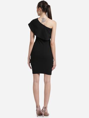 single shoulder solid bodycon dress - 17736653 - Standard Image - 3