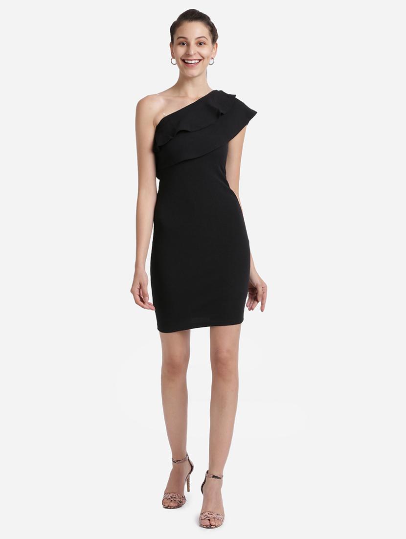 single shoulder solid bodycon dress - 17736653 - Zoom Image - 1