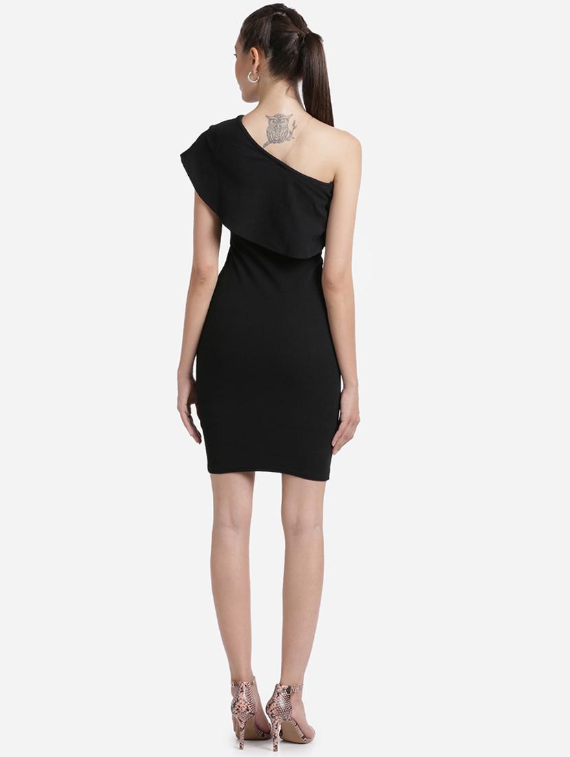 single shoulder solid bodycon dress - 17736653 - Zoom Image - 3