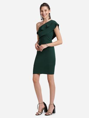 single shoulder solid bodycon dress - 17736655 - Standard Image - 2