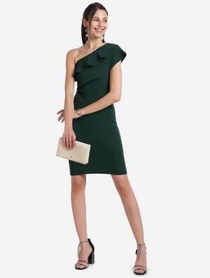 single shoulder solid bodycon dress - 17736655 - Standard Image - 4