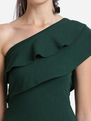 single shoulder solid bodycon dress - 17736655 - Standard Image - 5