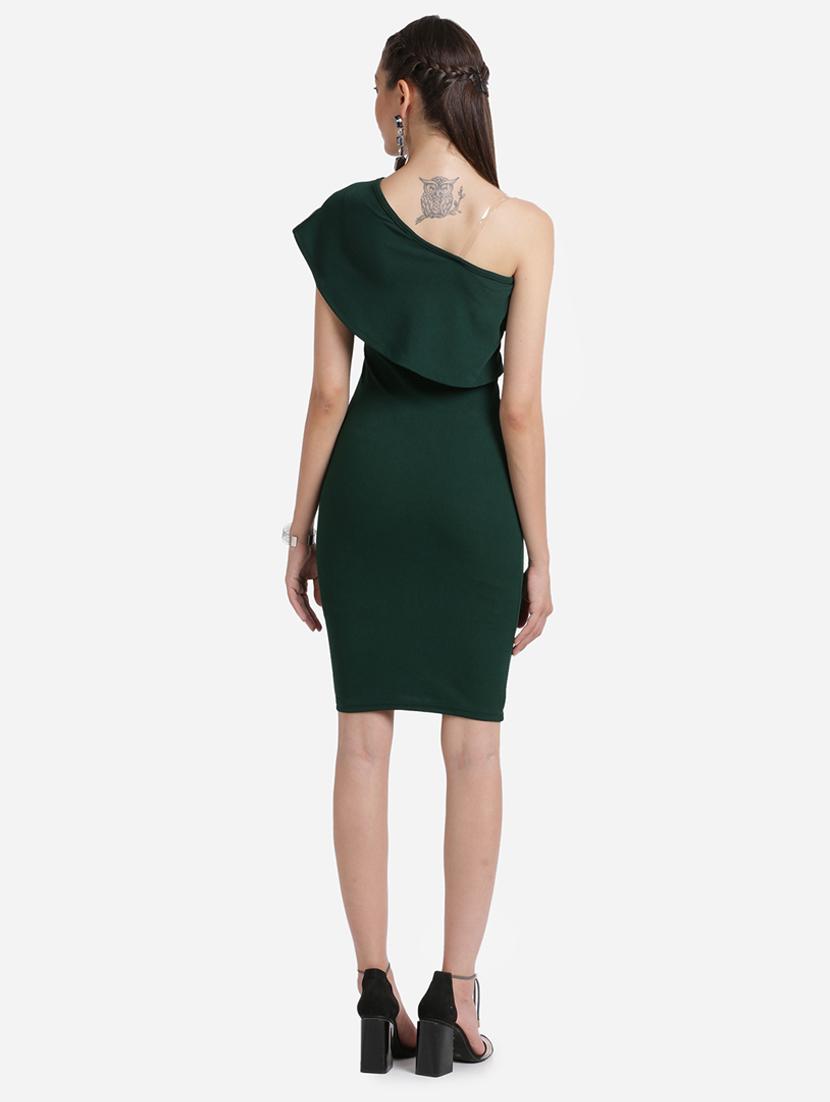 single shoulder solid bodycon dress - 17736655 - Zoom Image - 3