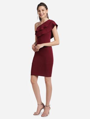 single shoulder solid bodycon dress - 17736656 - Standard Image - 2