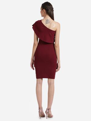 single shoulder solid bodycon dress - 17736656 - Standard Image - 3