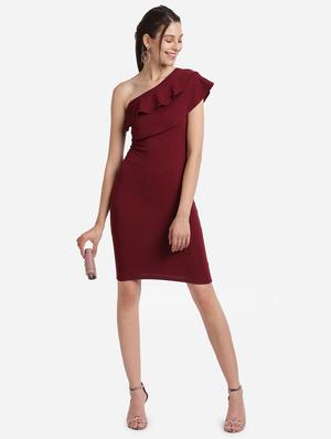 single shoulder solid bodycon dress - 17736656 - Standard Image - 4